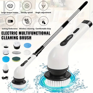 9-in-1 Wireless Rotating Electric Cleaning Brush - Household Multi-scene Scrubber for Bathroom, Kitchen & Toilet Deep Cleaning