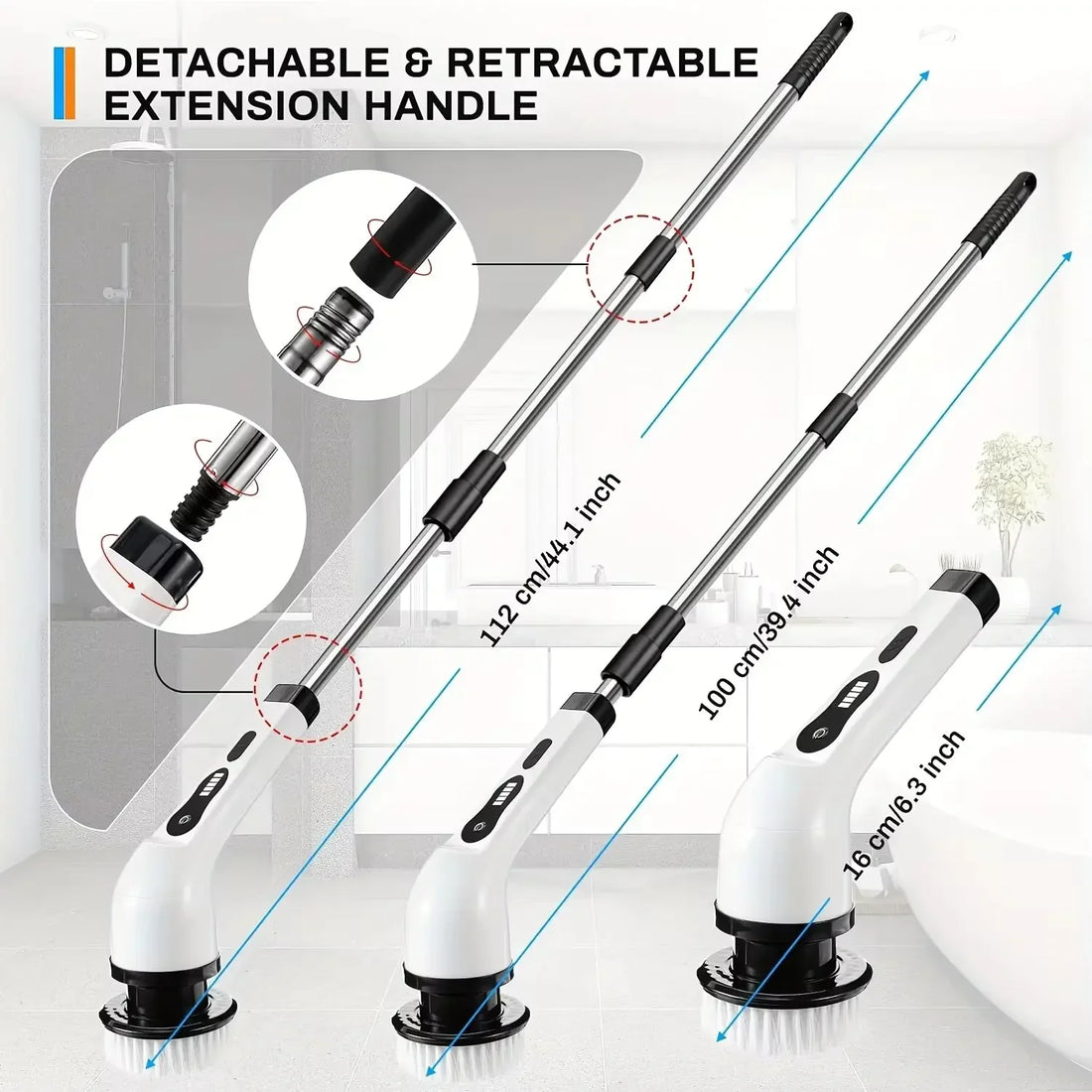 9-in-1 Wireless Rotating Electric Cleaning Brush - Household Multi-scene Scrubber for Bathroom, Kitchen & Toilet Deep Cleaning